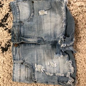 hollister light blue ripped jean shorts super cute